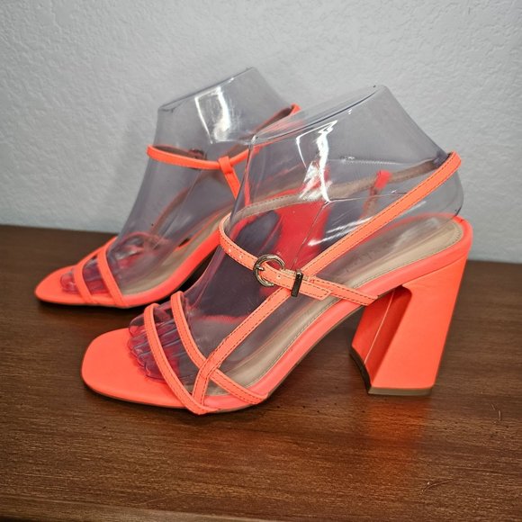 Neon Orange Ankle Strap heels size 7.5 - Picture 2 of 12